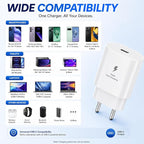 25W Charger Adapter Compatible with Samsung Galaxy S/A/M/F/Z Series/S23/S22/S21/21 fe/S20/M14 5G/M34/M54/M53 5g/M33/M13/A34/A54 5G,F15/A15/A14/F14, for Samsung Charger Fast Charging,White